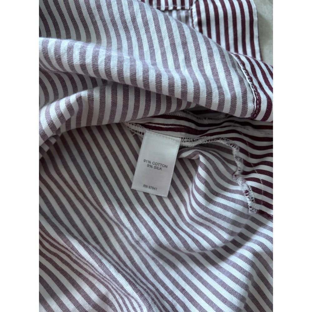 J Jill button Down Tunic Women XLT Burgundy White Stripe Career Classic Preppy - Picture 7 of 8